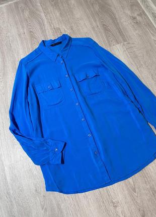 Рубашка легкая из вискозы с карманами голубая2 фото