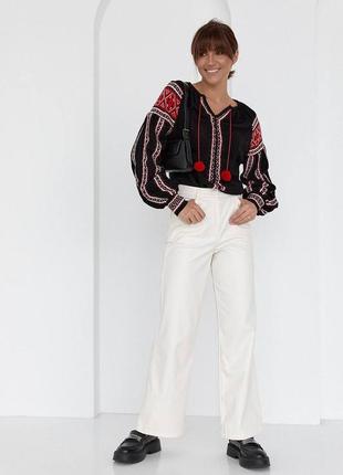 Колоритна блуза вишиванка, українська вишиванка, етно сорочка з вишивкою3 фото