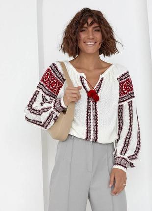 Колоритна блуза вишиванка, українська вишиванка, етно сорочка з вишивкою