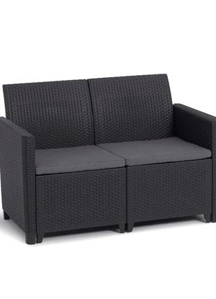 Диван для саду та тераси keter claire 2 seaters sofa 252689 графіт