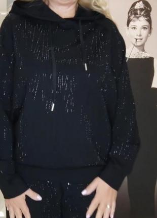 Стильный костюм с худи,в стразах, турция,люкс.
