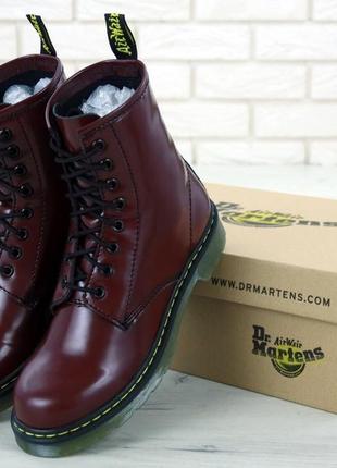 Ботинки женские демисезонные dr. martens 1460 бордовые, доктор мартинс, мартенс5 фото