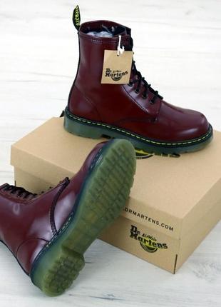 Ботинки женские демисезонные dr. martens 1460 бордовые, доктор мартинс, мартенс6 фото