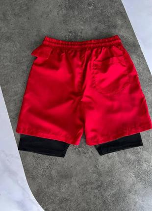 Брендові чоловічі шорти / якісні спортивні шорти nike в червоному кольорі5 фото