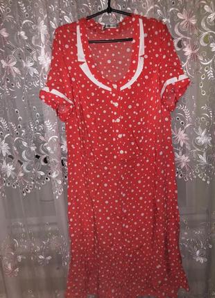 Супер платье в горошке натуральная ткань