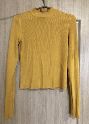 💛гольф s/m от pull&bear в рубчик желтый женский гольфик водолазка рубчик