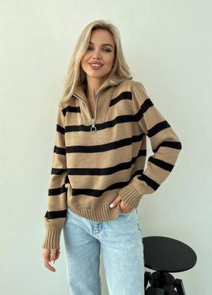 Теплий оверсайз светр широкий вязаний светр на блискавці жіночий светр з вовною4 фото