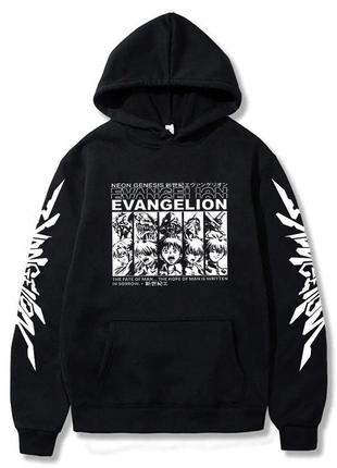 Худи черный loys evangelion - neon genesis white xs