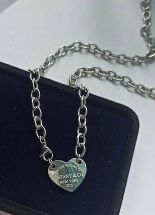 Масивний ланцюжок чокер із серцем тіффані топ