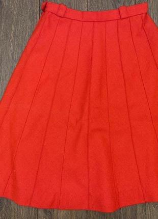 Стильная терракотовая теннисная шерстяная юбка в складку плиссе alpa switzerland 100% шерсть s2 фото