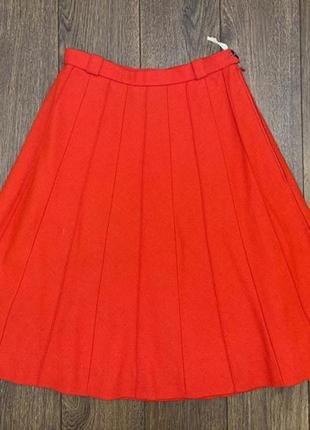 Стильная терракотовая теннисная шерстяная юбка в складку плиссе alpa switzerland 100% шерсть s4 фото