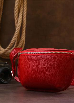 Женская кожаная сумка на пояс shvigel 16372 красный6 фото