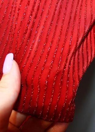 Шикарний вільний прогулянковий ошатний червоний брючний костюм в рубчик укорочені штани кюлоти м3 фото