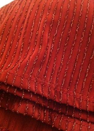 Шикарний вільний прогулянковий ошатний червоний брючний костюм в рубчик укорочені штани кюлоти м5 фото