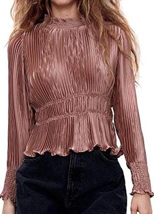 Нереально красивая блуза плиссе цвета пристальной розы7 фото