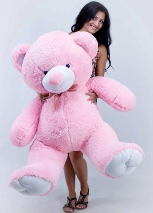 Ведмідь великий ведмедик м'яка іграшка високоякісний плюш наповнювач - синтепон/холофайбер рожевий 160 см2 фото