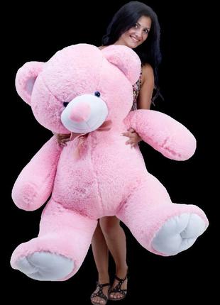 Ведмідь великий ведмедик м'яка іграшка високоякісний плюш наповнювач - синтепон/холофайбер рожевий 160 см1 фото