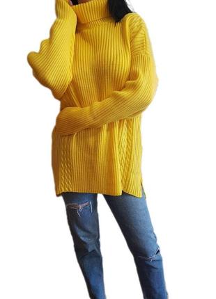 Длинный свободный свитер под горло италия размер от 44 до 521 фото