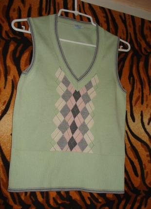 Жилет салатового цвета"oasis"р.10,100%коттон.