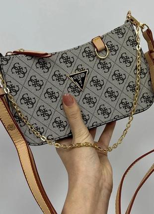 Жіноча сумка гесс сіра guess mini bag grey