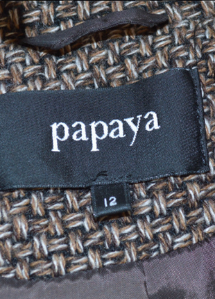 Брендовое коричневое шерстяное демисезонное пальто полупальто с карманами papaya3 фото