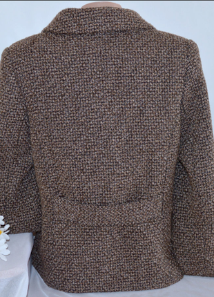 Брендовое коричневое шерстяное демисезонное пальто полупальто с карманами papaya2 фото