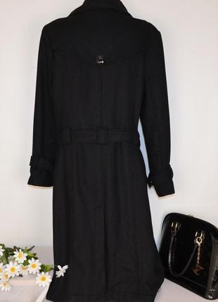 Черное демисезонное пальто с поясом и карманами atmosphere шерсть вискоза3 фото