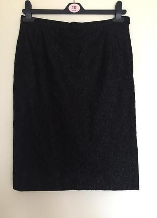 Классическая кружевная чорная юбка, размер m, юбка- карандаш, спідниця3 фото