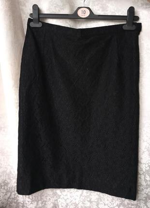 Классическая кружевная чорная юбка, размер m, юбка- карандаш, спідниця5 фото