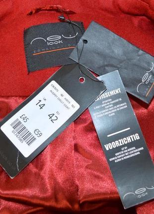 Брендовое темно-красное шерстяное демисезонное пальто с карманами new look этикетка3 фото