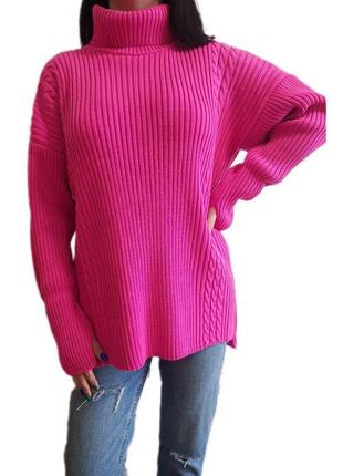 Длинный свободный свитер под горло италия размер от 44 до 52