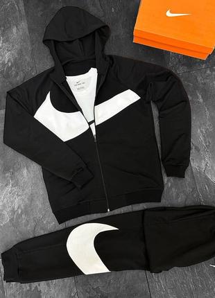 Спортивный костюм на замке nike Black big swosh black