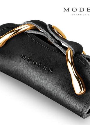 Ключница кожаная, чехол кожаный для ключей premium modern 003vmj черный1 фото