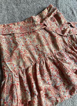 Персиковая шифоновая юбка с рюшами3 фото