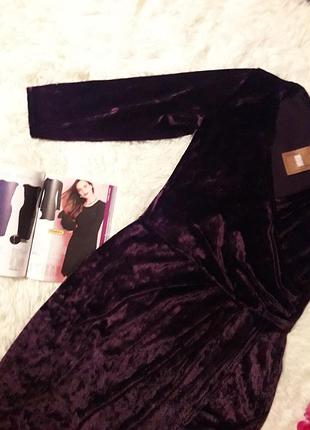 Стильна велюрова сукня міді на запах красивого насиченого кольору!7 фото