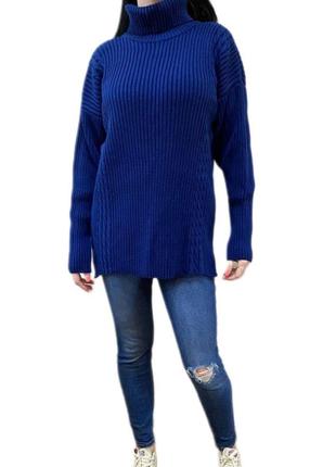 Длинный женский свободный свитер под горло италия размер от 44 до 522 фото