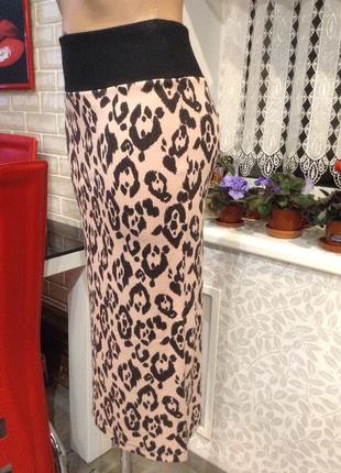 Стильная юбка карандаш леопардовой расцветки4 фото