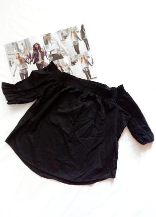 Черный хлопковый топ с открытыми плечами new look.