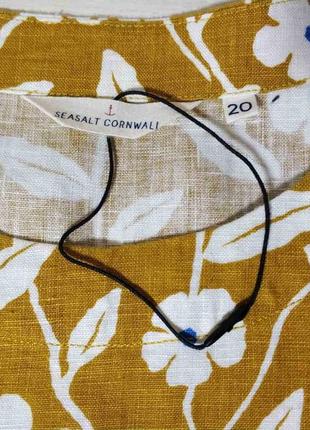 Актуальная льняная лен лен блузка блуза цветочный принт цветы батал бренд seasalt cornwall, р.205 фото