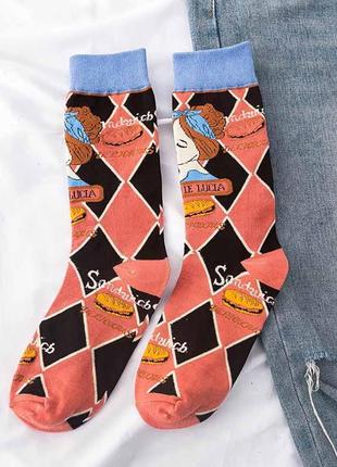 Шкарпетки з принтом демісезонні 36-39 ромб чорний