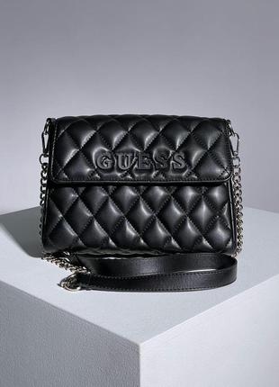 Женская сумка гесс черная guess posta bag black