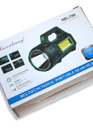 Фонарь hel-t95 ручной переносной на солнечной батарее 7 режимов освещения...