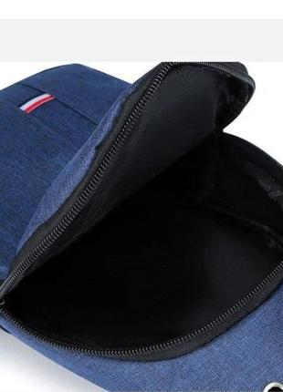 Сумка - слинг fashion синяя, нагрудная спортивная мужская сумка через плечо4 фото