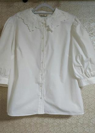 Стильная блузка блуза рубашка винтаж большой размер батал пышные рукава бренд f&amp;f, р.22