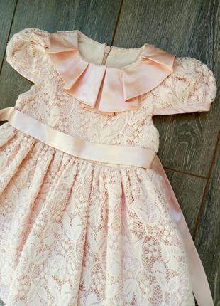 Розовое пудра пышное платье гипюр атлас фатин на 2 г3 фото