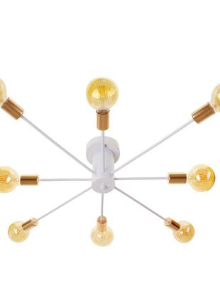 Сучасна стельова люстра на 8 патронів під лампу е27 у стилі лофт brille br-01 605c/8 e27 wh/g