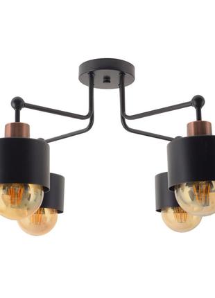 Люстра стельова на чотири лампочки е27 у стилі лофт brille bkl-911s/4 bk/rg