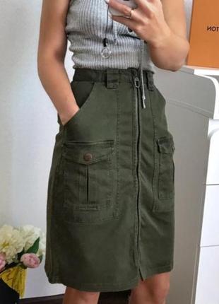 Коттоновая юбка, цвет хакки