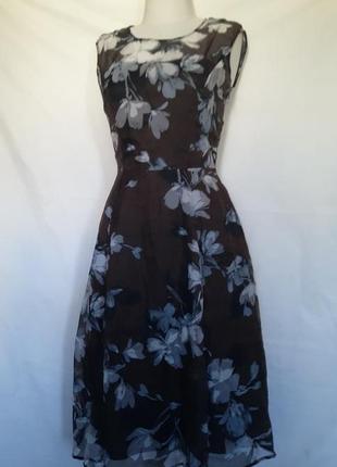 100% шовк натуральне літнє шовкове плаття сукня у квіти2 фото
