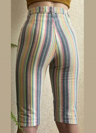 Высокие разнацветные джинсовые шорты3 фото